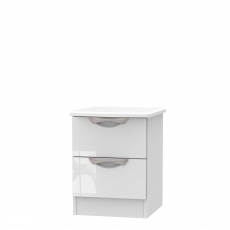 Stanford - 2 Drawer Bedside Chest White High Gloss Fronts And Base