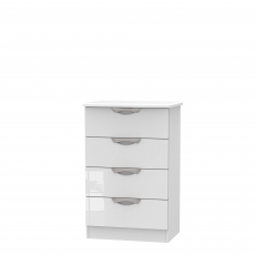 Stanford - 4 Drawer Midi Chest White High Gloss Fronts And Base