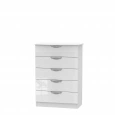 Stanford - 5 Drawer Chest White High Gloss Fronts And Base