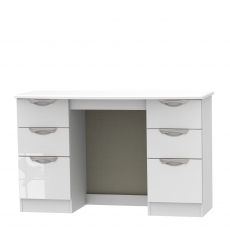 Stanford - Kneehole Dressing Table White High Gloss Fronts And Base