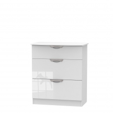 Stanford - 3 Drawer Deep Chest White High Gloss Fronts And Base