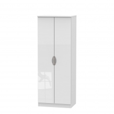 Stanford - Tall Plain Robe White High Gloss Fronts And Base