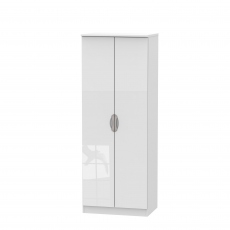 Stanford - Tall Double Hanging Robe White High Gloss Fronts And Base
