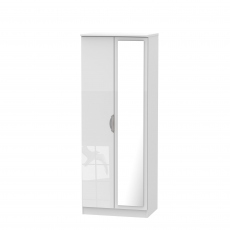 Stanford - Tall Mirror Door Robe White High Gloss Fronts And Base