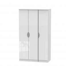 Stanford - Tall Triple Plain Robe White High Gloss Fronts And Base