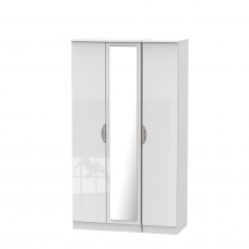 Stanford - Tall Triple Centre Mirror Robe White High Gloss Fronts And Base
