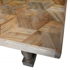 Dining Table With Solid Teak Parquet Top - Bulbous