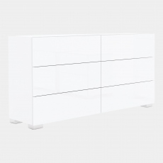 6 Drawer Large Chest In White High Gloss Finish - Alice
