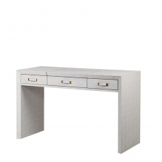 Roxanne - 3 Drawer Dressing Table With Lift Up Vanity In Ivory Faux Shagreen