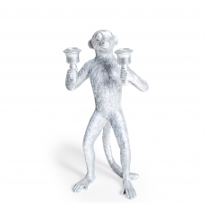 Standing Monkey Candelabra Antique Silver