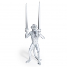 Standing Monkey Candelabra Antique Silver