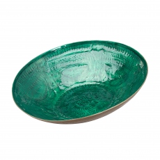 Aztec Brass Embossed Bowl Emerald