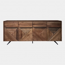 4 Door Solid Oak Sideboard In Smoked Oak Laquered Finish - Lawrence