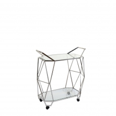 Trolley Table With Glass Top & Stainless Steel Frame - Nicolo