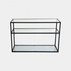 Padua - 120cm Console Table With Black Steel Frame & Clear Glass Top