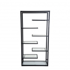 Padua - Display Unit With Black Steel Frame & Clear Glass Shelves
