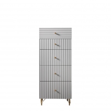 5 Drawer Tall Chest In Grey Painted Finish - Contessa