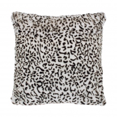 Leopard Faux Fur Black Small Cushion
