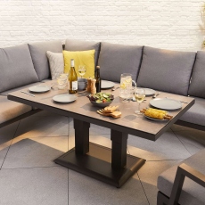 Corner Dining Set With Rising Table In Grey Aluminium - Jamaica