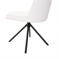 Swivel Dining Chair In PU611 Dark Grey PU With Black Metal Frame - Imola