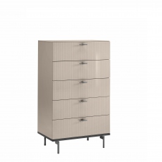 Kelly - 5 Drawer Chest In Pearl Line High Gloss