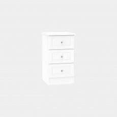 3 Drawer Bedside White High Gloss With Crystal Handles - Lincoln