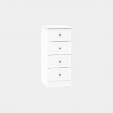 4 Drawer Bedside White High Gloss With Crystal Handles - Lincoln