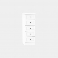 5 Drawer Bedside In White High Gloss - Lincoln