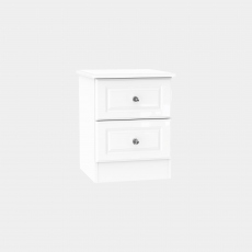 Lincoln - 2 Drawer Bedside White High Gloss With Crystal Handles