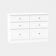 6 Drawer Midi Chest White High Gloss With Crystal Handles - Lincoln