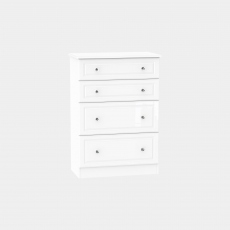 4 Drawer Deep Chest White High Gloss With Crystal Handles - Lincoln