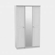 3 Door Mirrored Wardrobe In Matt Grey Finish - Lancaster