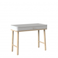 Polka - Dressing Table Painted White Finish + Mist Oak Legs