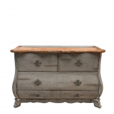 4 Drawer Chest In Hand Painted Distressed Finish With Wooden Top - Andorra