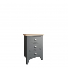 3 Drawer Bedside Grey Finish With Oak Top - Shoreditch