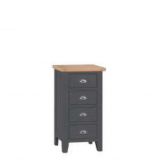Hampshire - 4 Drawer Narrow Chest Charcoal Finish Oak Top