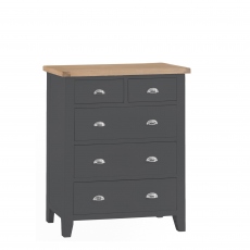 Hampshire - Tall 2 Over 3 Chest Charcoal Finish With Oak Top
