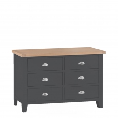 Hampshire - 6 Drawer Chest Charcoal Finish With Oak Top