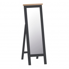 Cheval Mirror Charcoal Finish With Oak Top - Hampshire