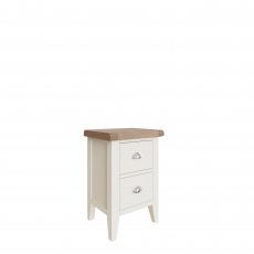 Hampshire - Small 2 Drawer Bedside White Finish With Oak Top