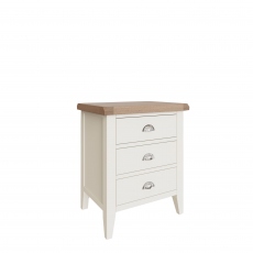 Hampshire - Extra Large 3 Drawer Bedside White Finish With Oak Top
