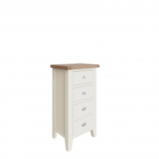 4 Drawer Narrow Chest White Finish With Oak Top - Hampshire