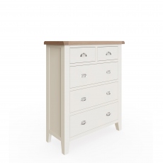 Hampshire - Tall 2 Over 3 Chest White Finish With Oak Top
