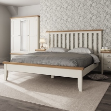 Bedframe White Finish With Oak Top - Hampshire