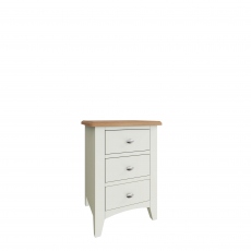 Burham - 3 Drawer Bedside White Finish With Oak Top