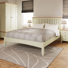 Burham - Bed Frame White Finish With Oak Top