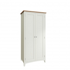 2 Door Wardrobe White Finish With Oak Top - Burham