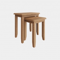 Burham - Nest Of 2 Tables Grey Finish With Oak Top