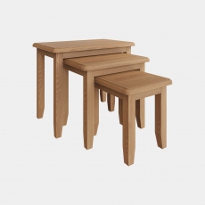 Burham - Nest Of 3 Tables Grey Finish With Oak Top