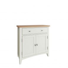 Burham - Small 2 Door 1 Drawer Sideboard White Finish With Oak Top
